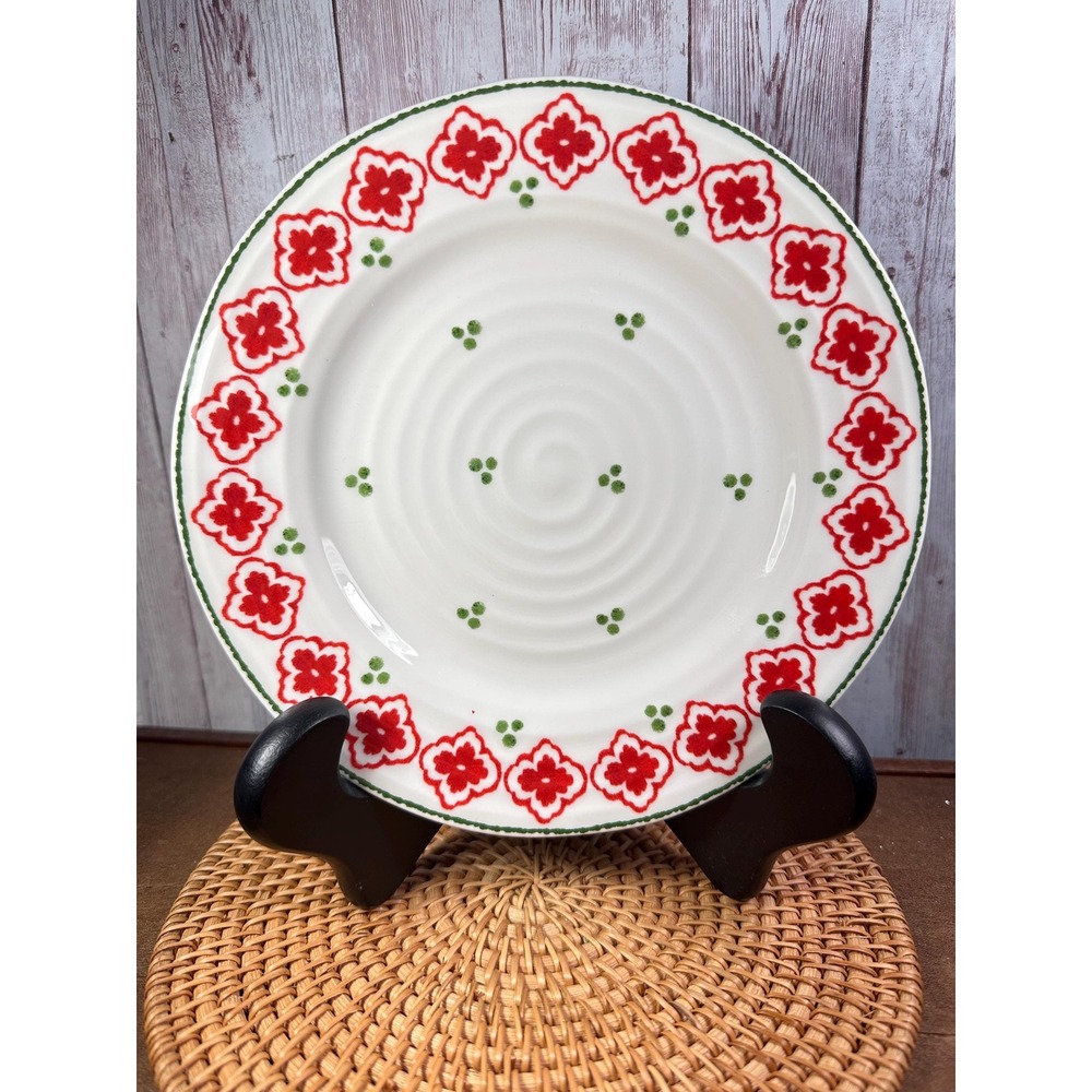 Portmeirion Dessert Side Plate Sophie Conran Christmas Holly Green & Red 8"